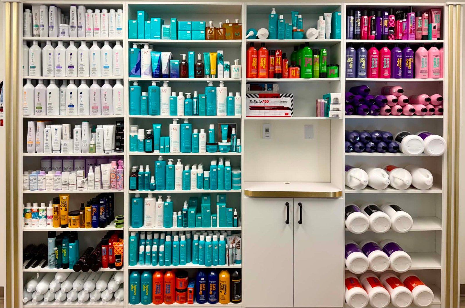 Product wall at Maria Hair Design, Dieppe NB